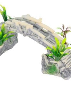 Aquarium Decorative Stone Bridge Ornament with Artificial Plants (30 cm)