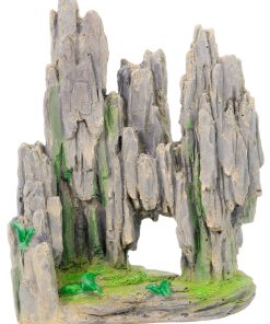Aquarium Rock Cave Ornament – Natural Stone Arch with Greenery (7 Inch)