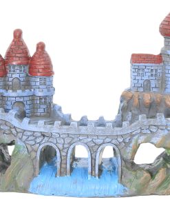 Medieval Castle Aquarium Ornament with Bridge & Waterfall