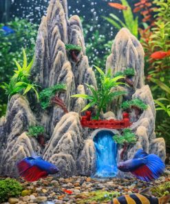Alternative view of Aquarium Mountain Rock Decoration with Waterfall & Bridge (7.7 in)