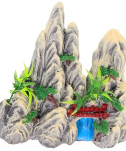 Aquarium Mountain Rock Decoration with Waterfall & Bridge (7.7 in)